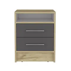 FMFURNITURE - Velador 2 Cajones - Beige 50.7x40x37.3 cm