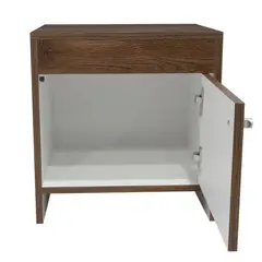 FMFURNITURE - Velador 1 Puerta - Café Oscuro 41.6x40x35.2 cm