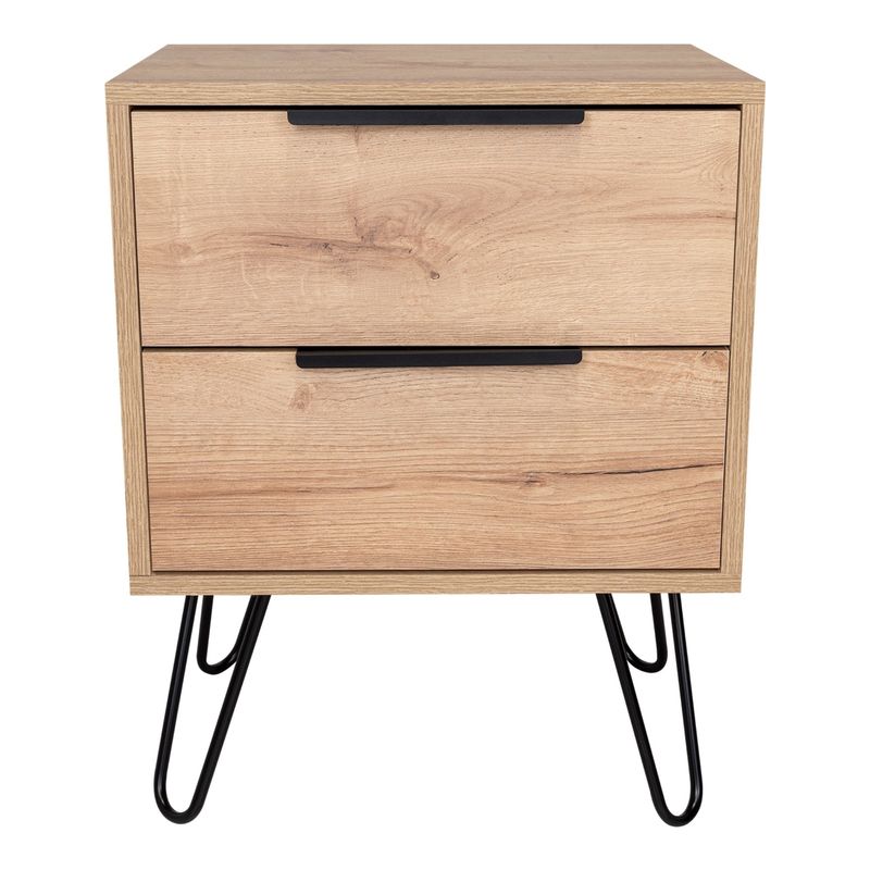FMFURNITURE - Velador 2 Cajones - Beige 57x45x34.8 cm
