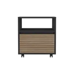 FMFURNITURE - Velador Con Ruedas 1 Cajón Fm-018N - Negro