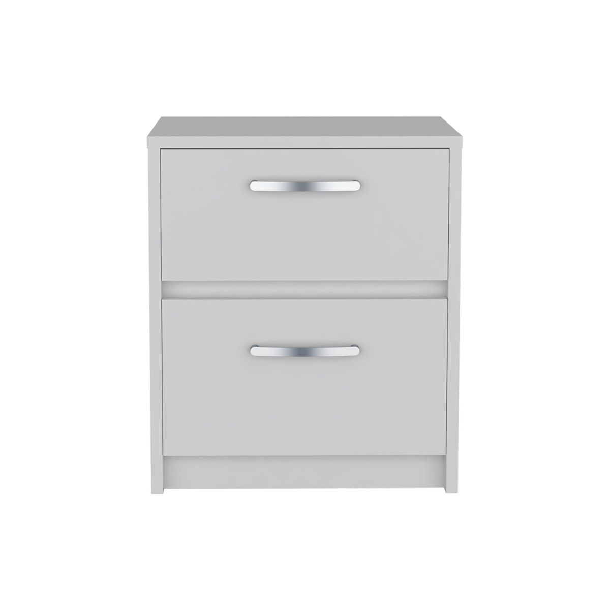 FMFURNITURE - Velador 2 Cajones - Blanco 46.5x40x32 cm