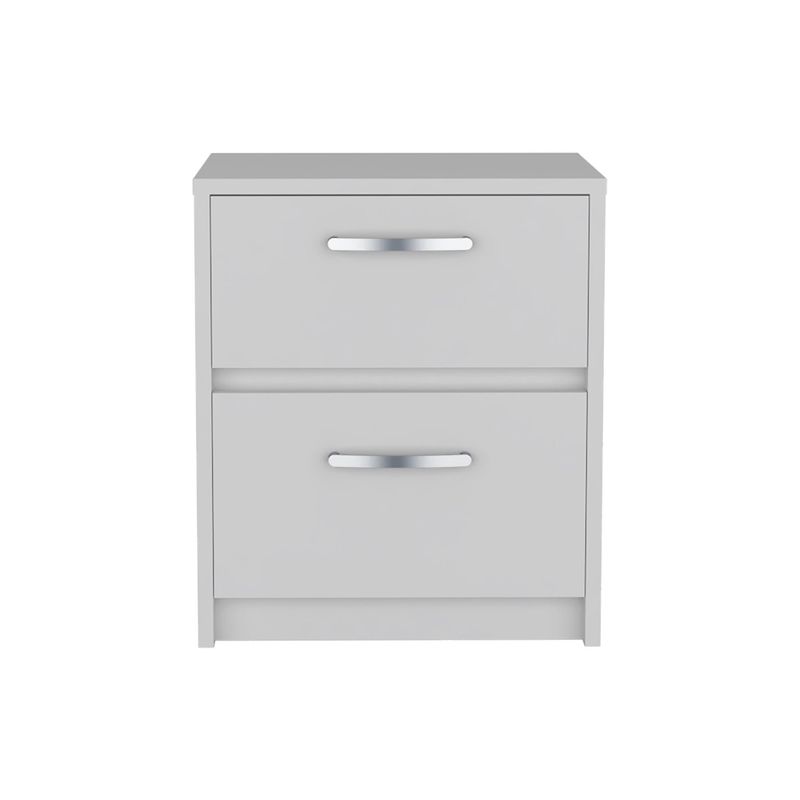 FMFURNITURE - Velador 2 Cajones - Blanco 46.5x40x32 cm