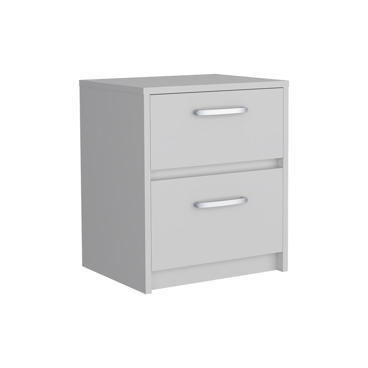 FMFURNITURE - Velador 2 Cajones - Blanco 46.5x40x32 cm