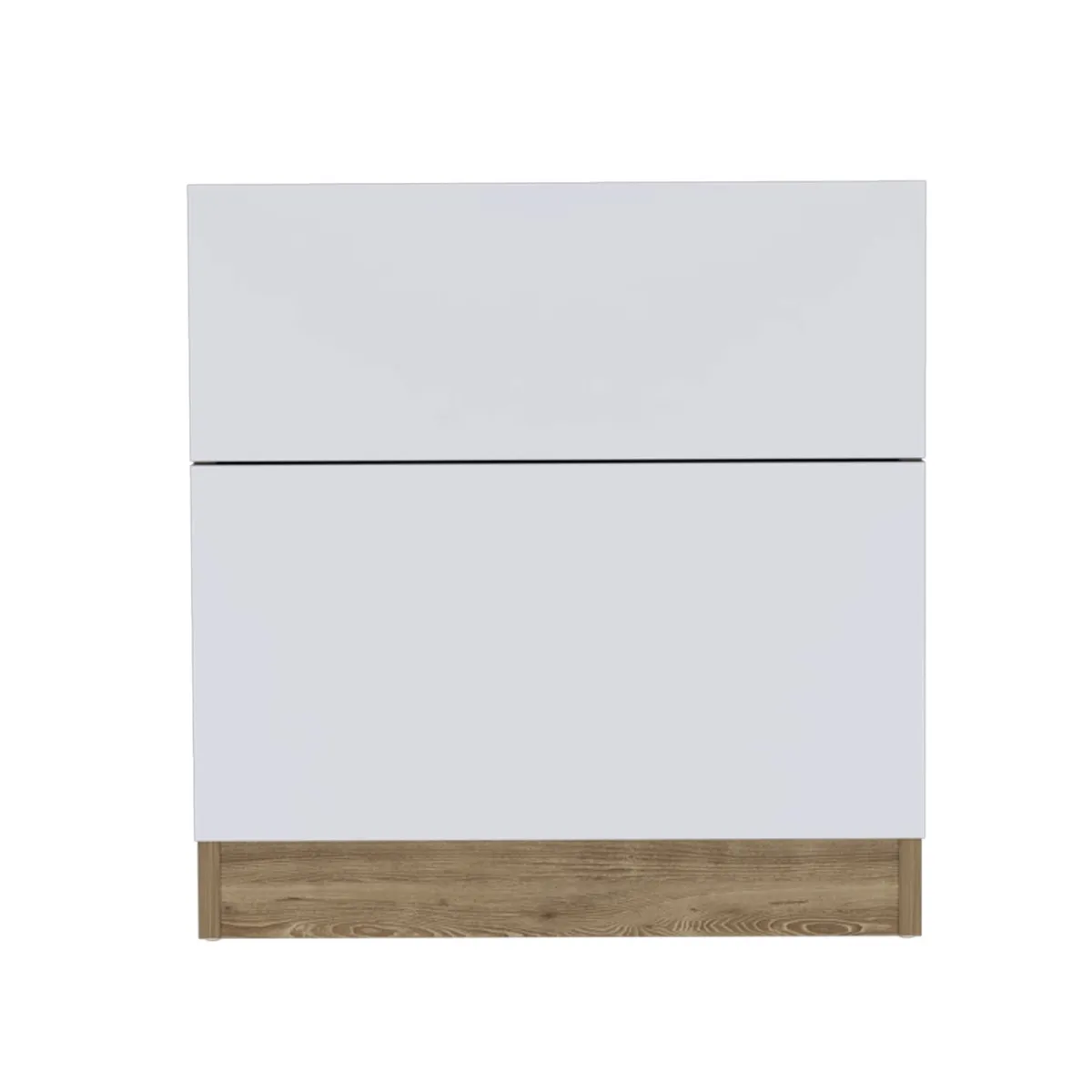FMFURNITURE - Velador 1 Cajón 1 Puerta - Café Claro Blanco 52.6x50x40 cm