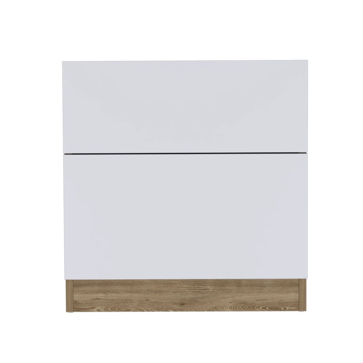 FMFURNITURE - Velador 1 Cajón 1 Puerta - Café Claro Blanco 52.6x50x40 cm
