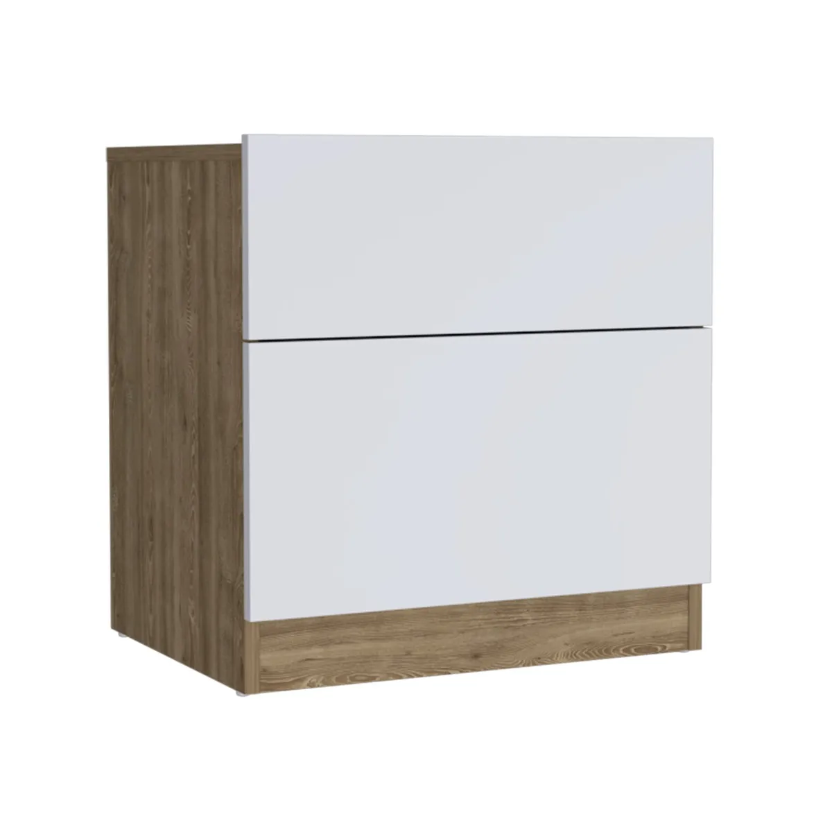 FMFURNITURE - Velador 1 Cajón 1 Puerta - Café Claro Blanco 52.6x50x40 cm