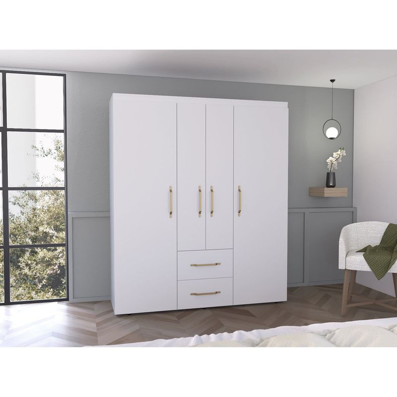 FMFURNITURE - Closet 4 Puertas 2 Cajones Fm-023B - Blanco
