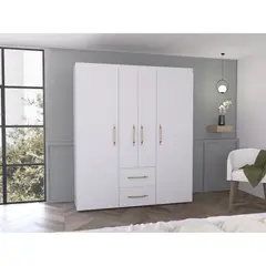 FMFURNITURE - Closet 4 Puertas 2 Cajones Fm-023B - Blanco