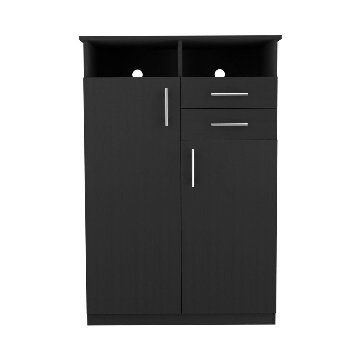 FMFURNITURE - Closet 2 Puertas 2 Cajones - Negro 122.2x83x52.8 cm