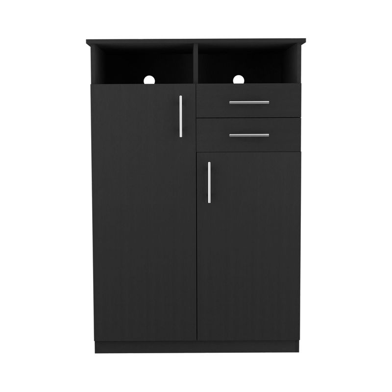 FMFURNITURE - Closet 2 Puertas 2 Cajones - Negro 122.2x83x52.8 cm