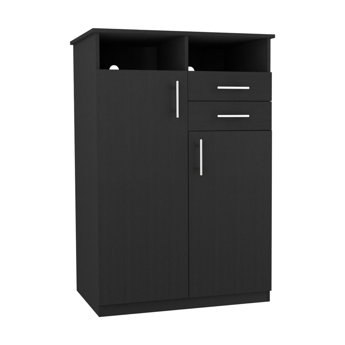 FMFURNITURE - Closet 2 Puertas 2 Cajones - Negro 122.2x83x52.8 cm
