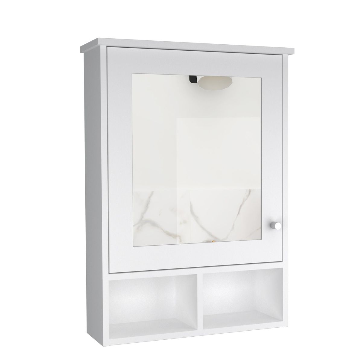 FMFURNITURE - Botiquín Con Espejo 1 Puerta - Blanco 73.6x53x16.5 cm