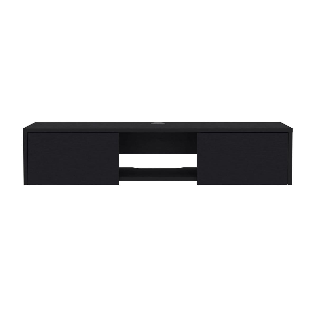 FMFURNITURE - Panel TV 49 Con 2 Puertas - Negro 26.8x125.1x29.7 cm