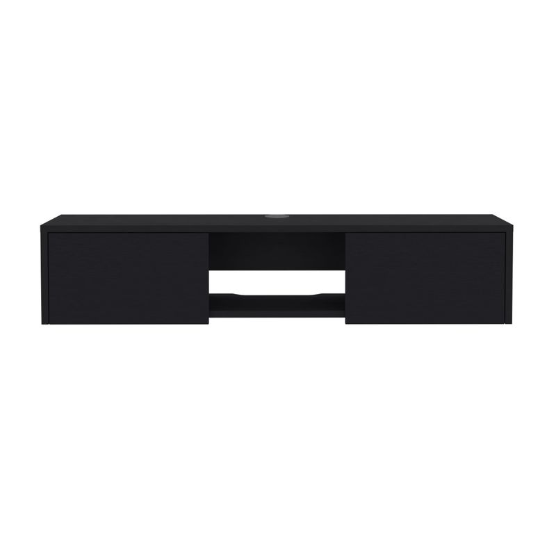 FMFURNITURE - Panel TV 49 Con 2 Puertas - Negro 26.8x125.1x29.7 cm