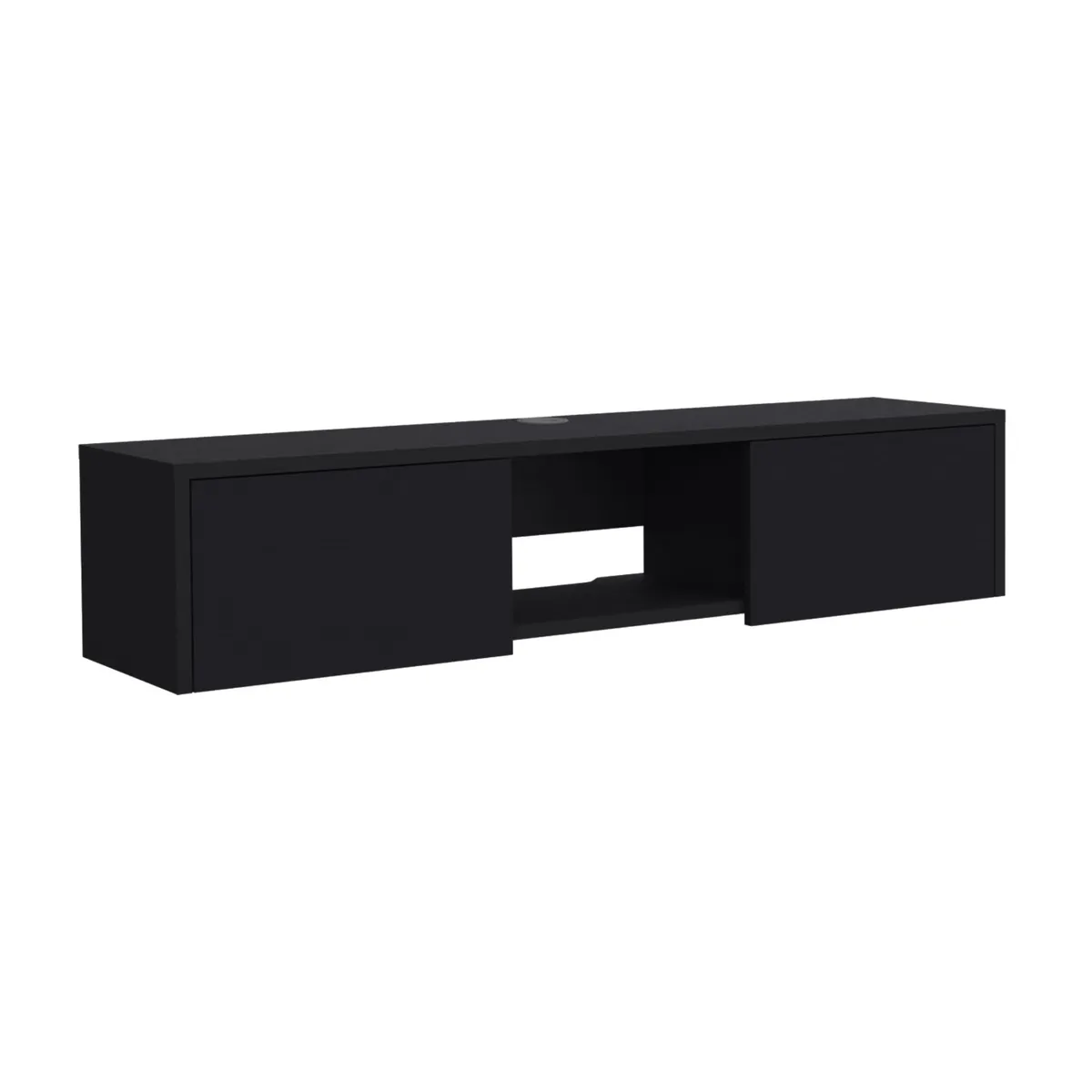 FMFURNITURE - Panel TV 49 Con 2 Puertas - Negro 26.8x125.1x29.7 cm