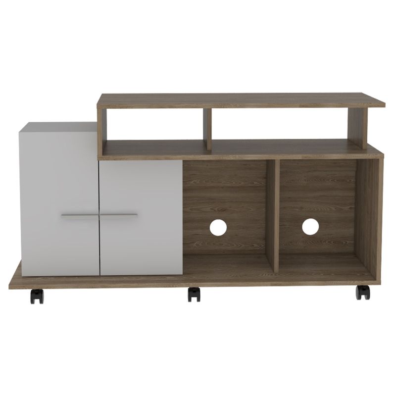 FMFURNITURE - Rack de TV 40" Con 2 Puertas Café Claro 65x120x36.6 cm
