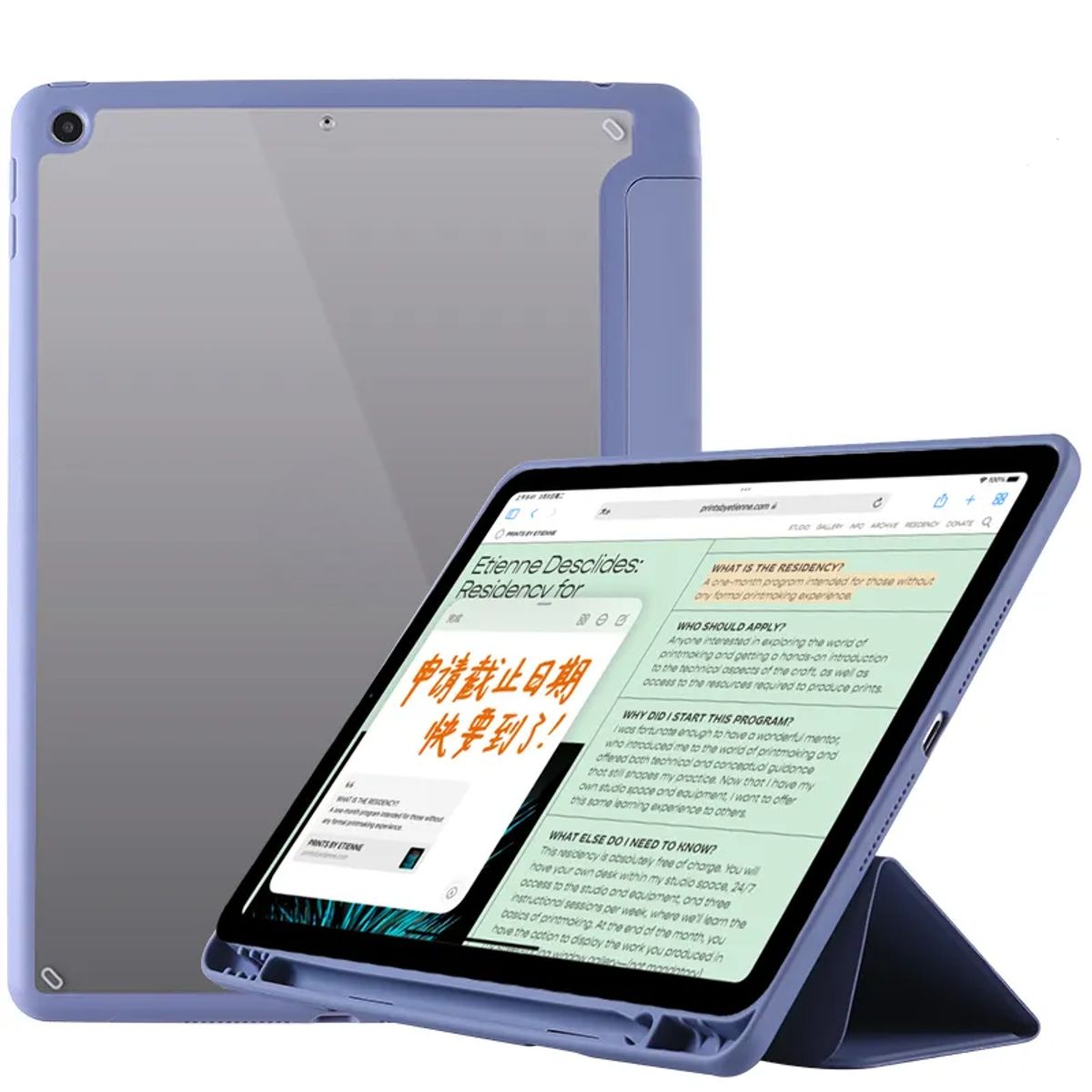GENERICO - Carcasa Para iPad 10.2 con ranura lapiz / Transparente Lav