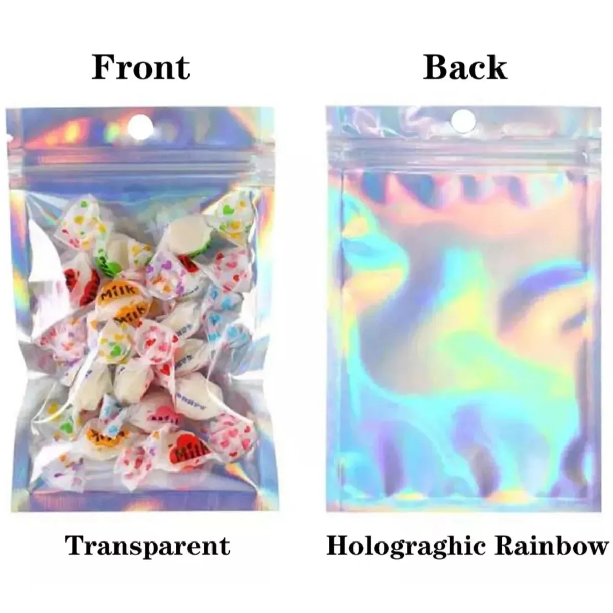 ATURE - 100 Bolsas StandUp Pouch Cierre Tornasol Transparente Zipper