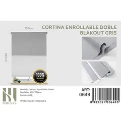 ANGELES DEL HOGAR - Cortinas Roller Blackout Doble Jaspeada 150 cm x 200 cm Gris