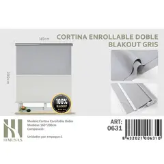 ANGELES DEL HOGAR - Cortinas Roller Blackout Doble  160 cm x 200 cm Gris