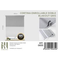 Cortinas Roller Blackout Doble jaspeada 180 cm x 200 cm Gris