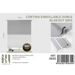 ANGELES DEL HOGAR - Cortinas Roller Blackout Doble jaspeada 180 cm x 200 cm Gris