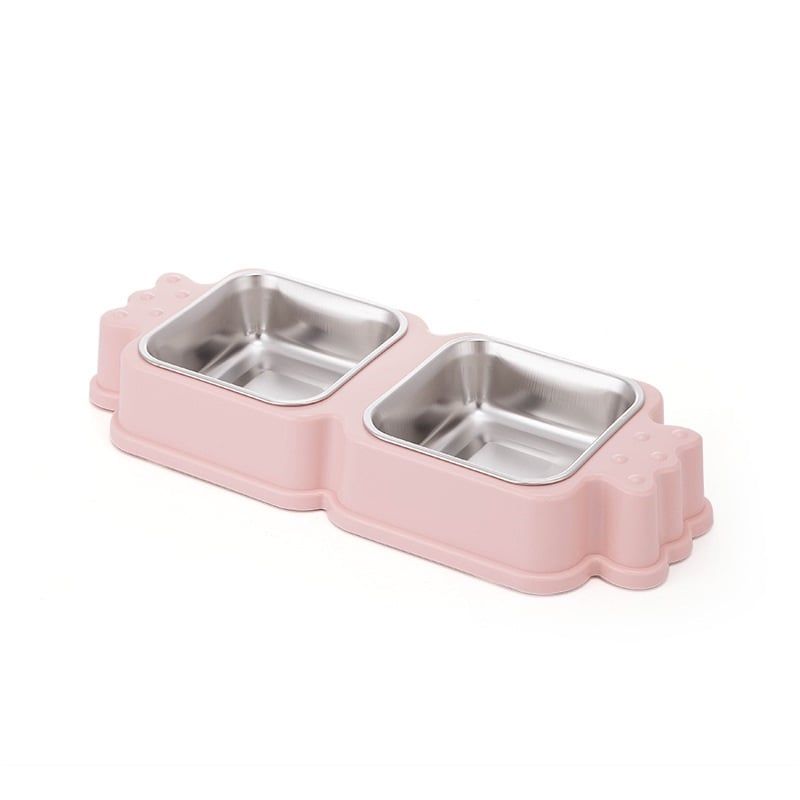 GENERICO - Plato para mascotas, Diseño Caramelo, 2 Pocillos Acero Inox