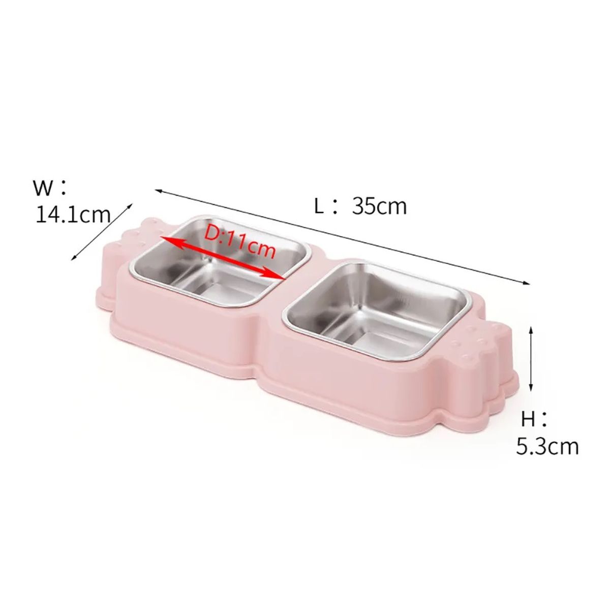 GENERICO - Plato para mascotas, Diseño Caramelo, 2 Pocillos Acero Inox