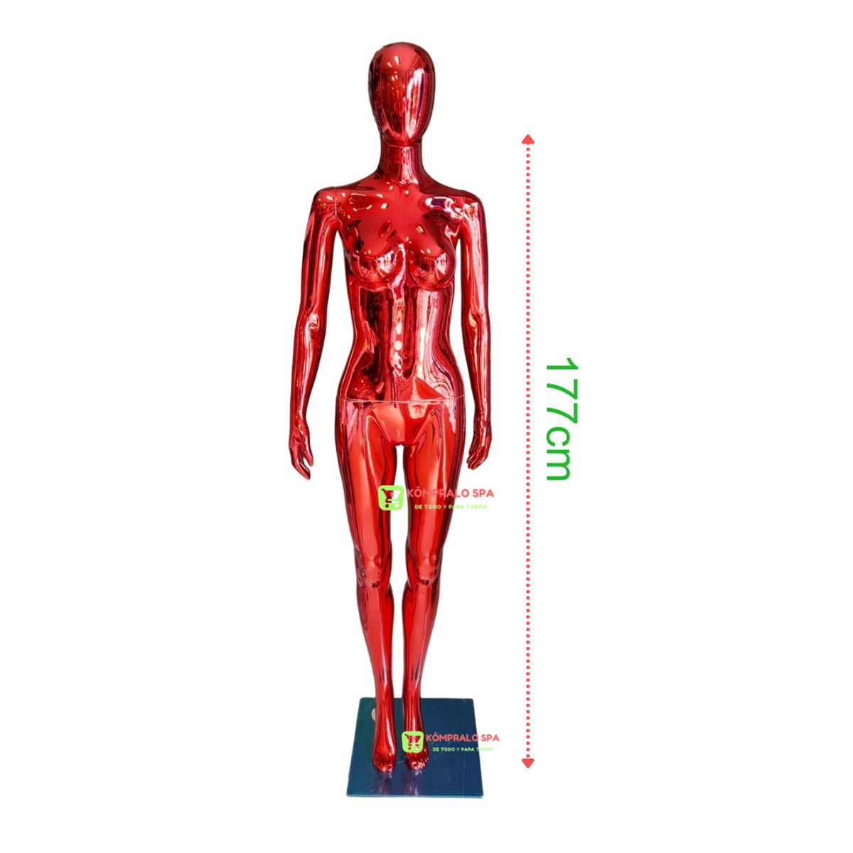 GENERICO - Maniqui Cuerpo Entero Dama Plastico Metalizado Rojo