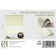 ANGELES DEL HOGAR - Cortinas Roller Blackout Doble 150 cm x 200 cm Beige