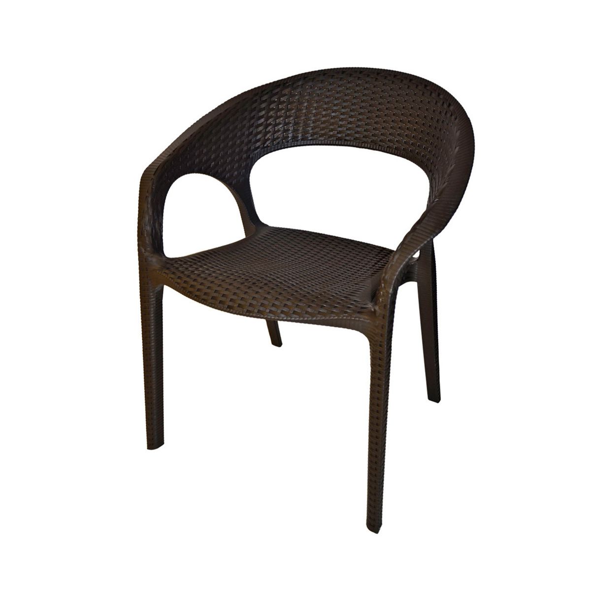 GENERICO - Silla Terraza Ratan Curve Con Brazos Cafe
