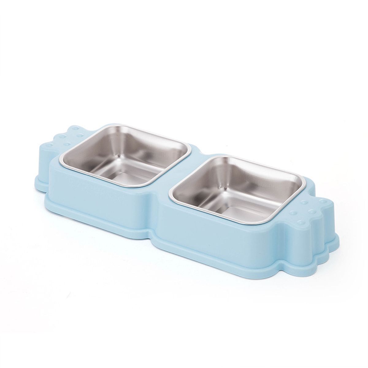 GENERICO - Plato para mascotas, Diseño Caramelo, 2 Pocillos Acero Inox