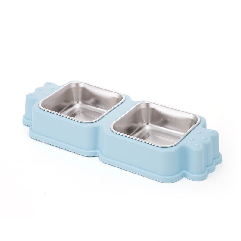 GENERICO - Plato para mascotas, Diseño Caramelo, 2 Pocillos Acero Inox