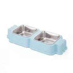 GENERICO - Plato para mascotas, Diseño Caramelo, 2 Pocillos Acero Inox