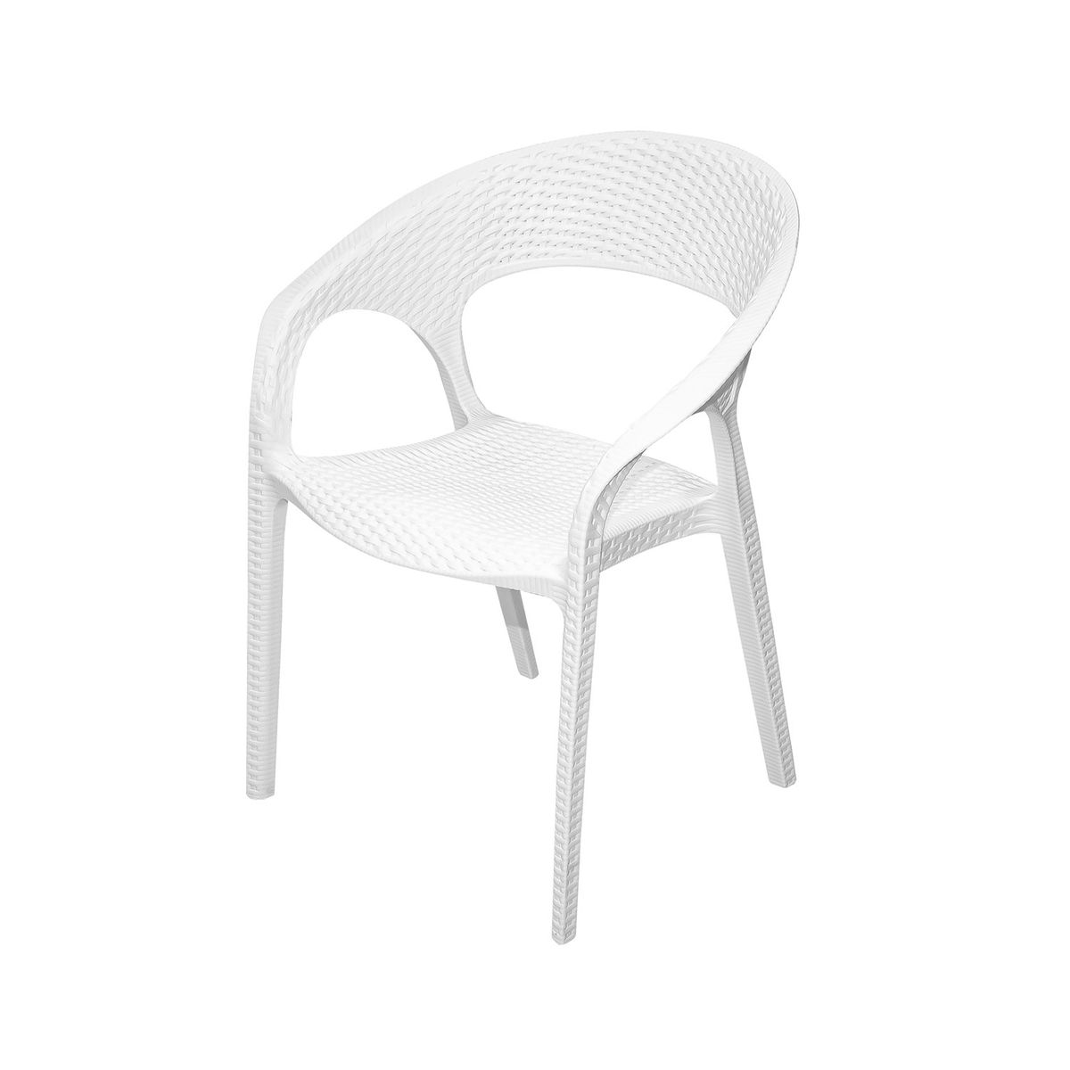 GENERICO - Silla Terraza Ratan Curva Con Brazos Blanca