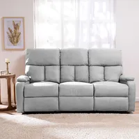 Sofá 3 Cuerpos Reclinable Moderno Matheus Gris
