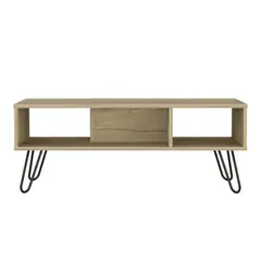 FMFURNITURE - Mesa De Centro con Entrepaño - Café Claro 40x101.1x45 cm