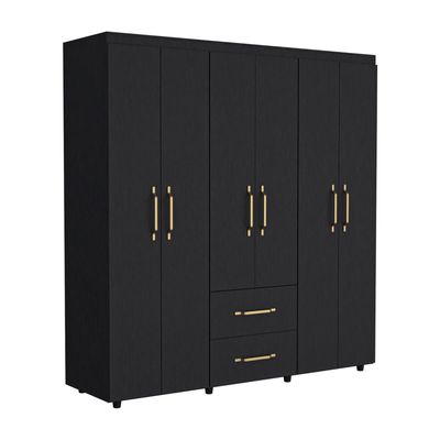 Imagen 2 del producto Closet 6 Puertas 2 Cajones - Negro 180x170.3x50.3 cm