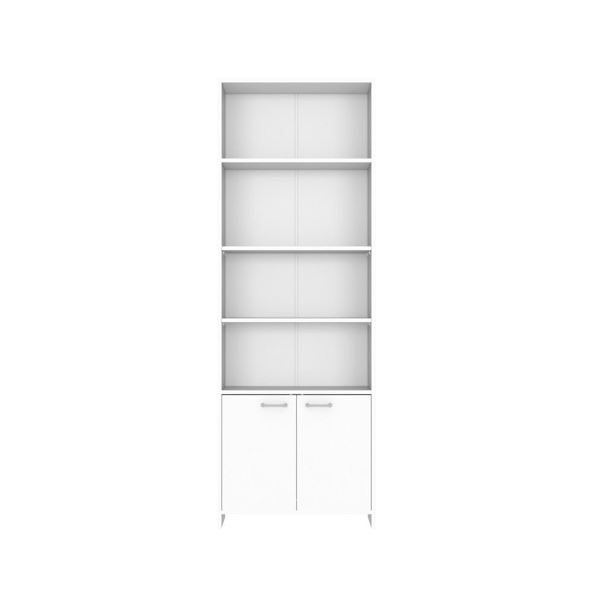 FMFURNITURE - Biblioteca Con 5 Repisas y 2 Puertas - Blanco 180x26x63 cm