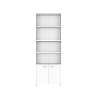 Biblioteca Con 5 Repisas y 2 Puertas - Blanco 180x26x63 cm