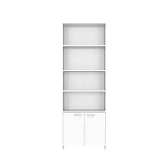 FMFURNITURE - Biblioteca Con 5 Repisas Y 2 Puertas Fm-017B - Blanco