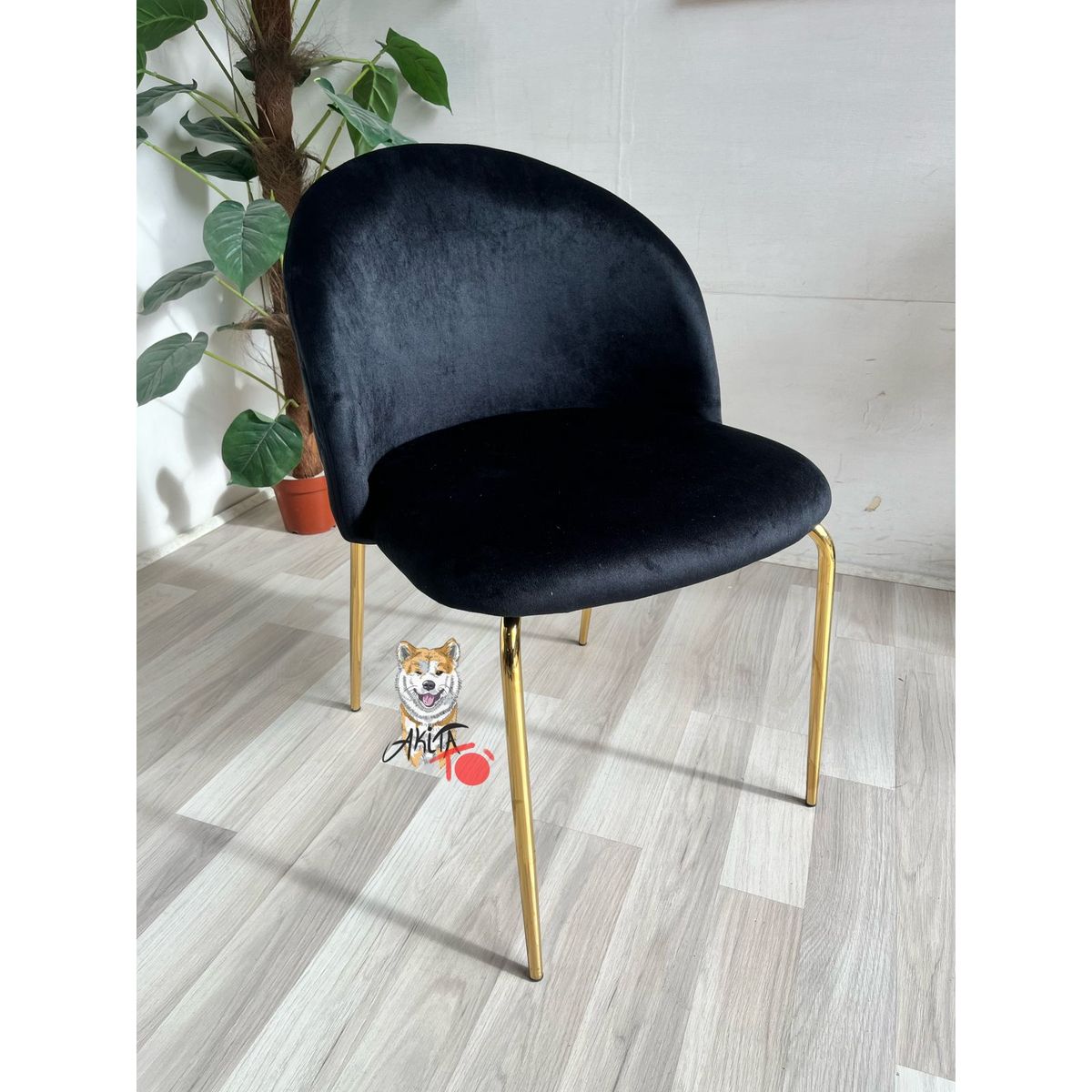 GENERICO - Silla Bread Patas Doradas Negra