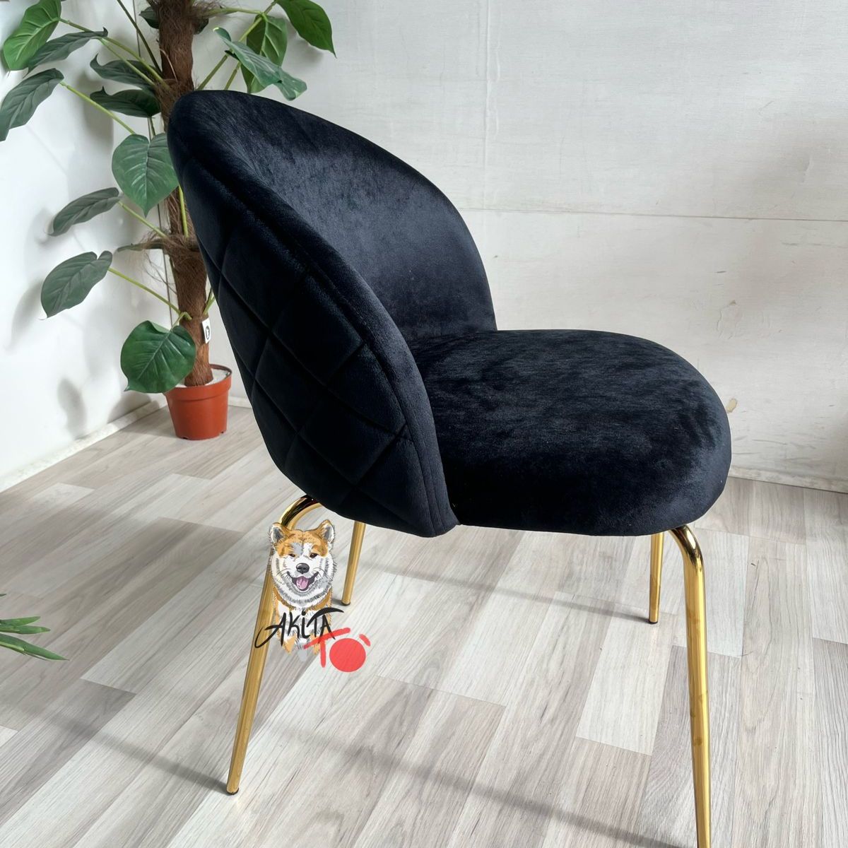 GENERICO - Silla Bread Patas Doradas Negra