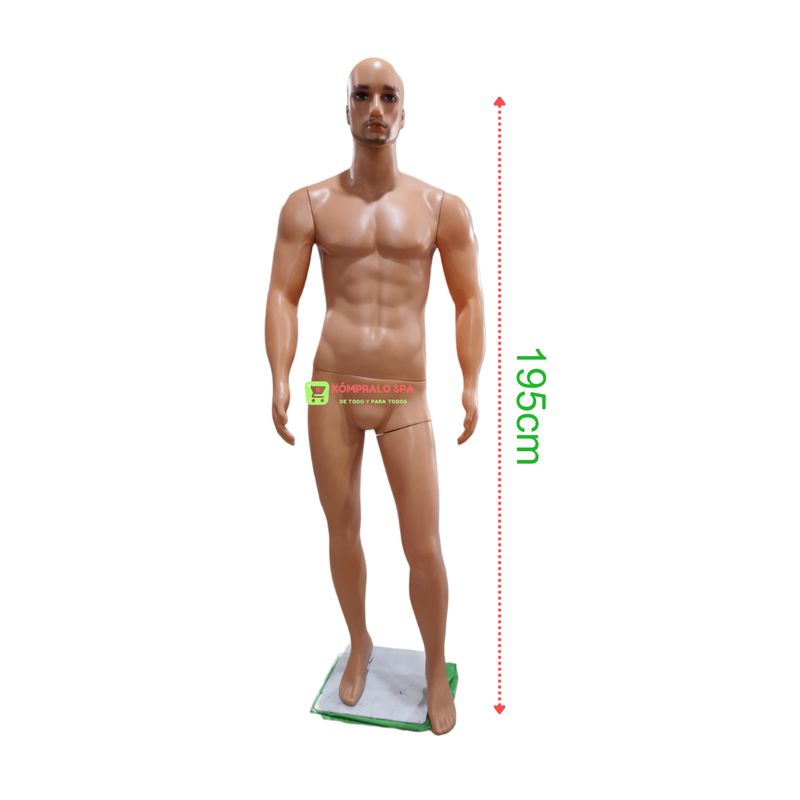 GENERICO - Maniqui Cuerpo Entero Hombre Plastico Beige Brazos Fitness