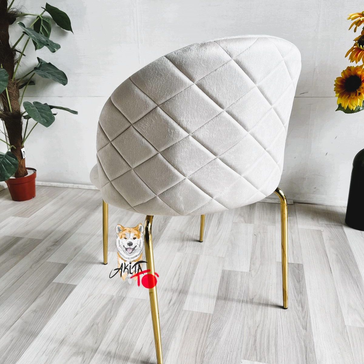 GENERICO - Silla Bread Patas Doradas BLANCA