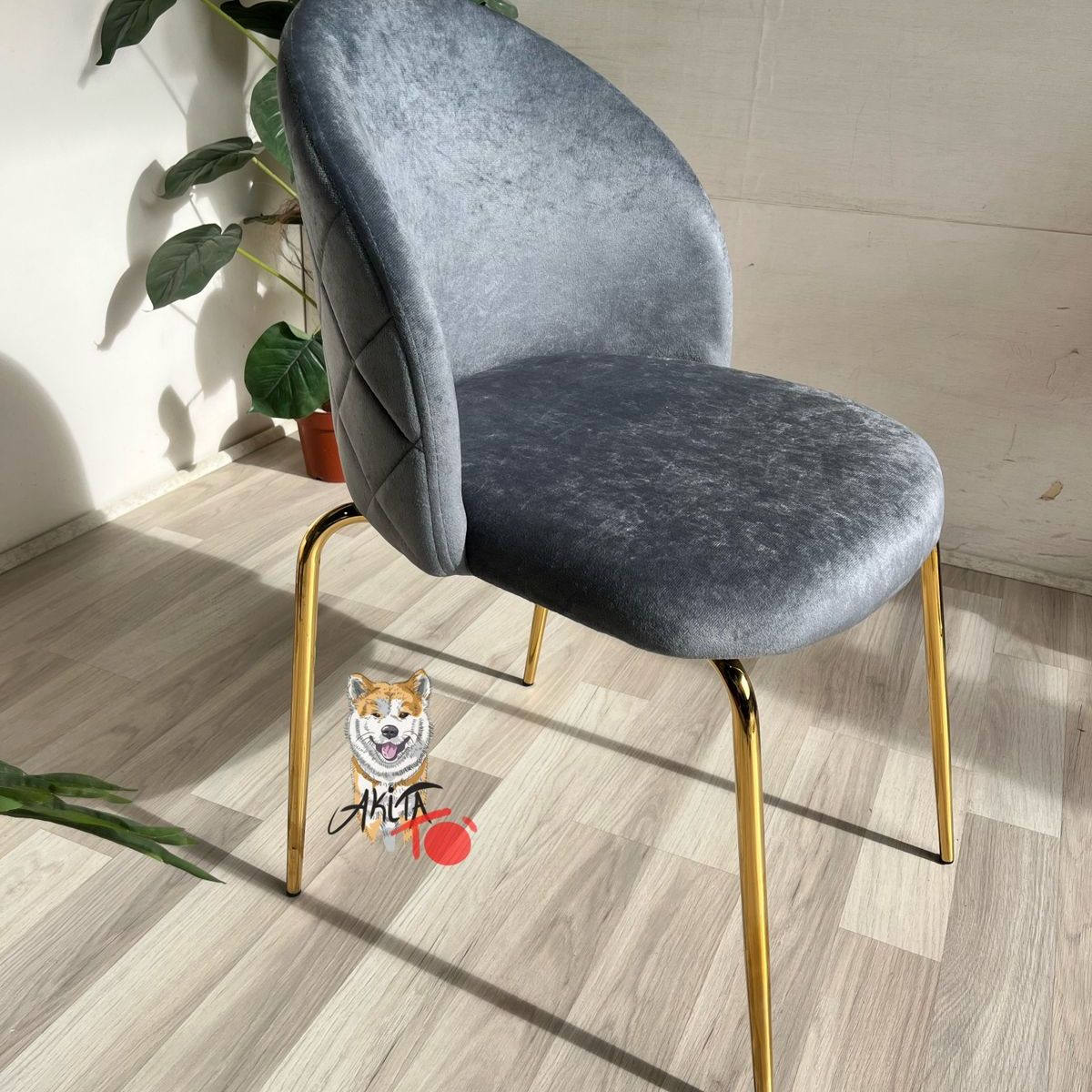 GENERICO - Silla Bread Patas Doradas GRIS