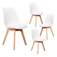 GENERICO - Pack de 4 sillas de comedor acolchada Tulip Blanco