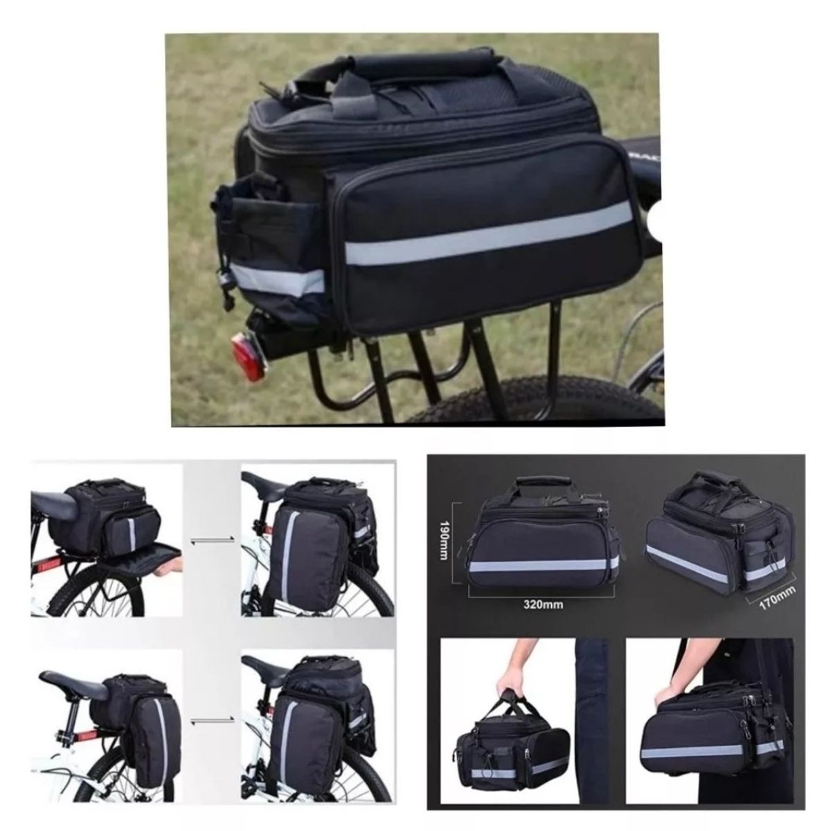 GENERICO - Parilla más alforja o Bolso Múltiuso para bicicletas