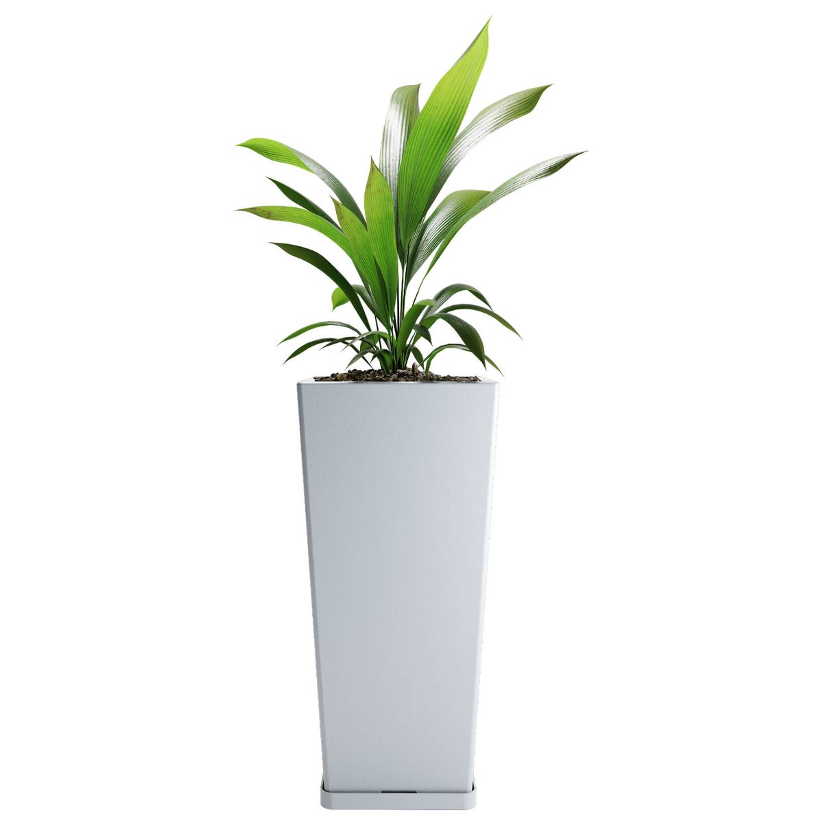 AMALFI - Macetero De Plástico Piramidal 70x33 Cm 55 Litros Con Plato Color Perla