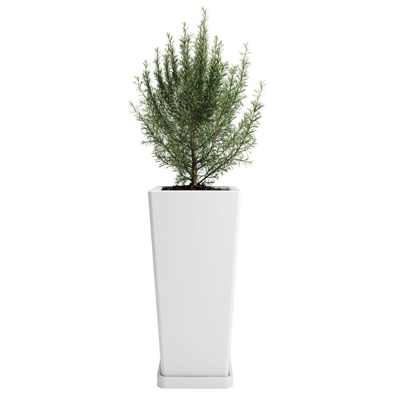 AMALFI - Macetero Plástico Piramidal 45x215 Cm 20 Litros Con Plato Color Blanco